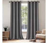 EMEMA Cortinas opacas grises con ojales, 280 cm de largo, suaves cortinas opacas para habitaciones, juego de 2 cortinas opacas para sala de estar, dormitorio, cortinas opacas con ojales, cada una de