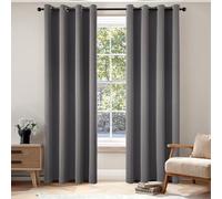 EMEMA Cortinas opacas grises con ojales de 235 cm de largo, cortinas opacas suaves para habitaciones, juego de 2 cortinas opacas para sala de estar, dormitorio, cortinas opacas con ojales, cada una de