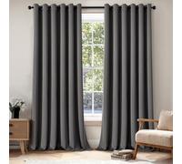 EMEMA Cortinas opacas grises con ojales de 245 cm de largo, cortinas opacas suaves para habitaciones, juego de 2 cortinas opacas para sala de estar, dormitorio, cortinas opacas con ojales, cada una de