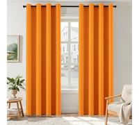 EMEMA Cortinas opacas naranja con ojales, 225 cm de largo, suaves cortinas opacas para habitaciones, juego de 2 cortinas opacas para sala de estar, dormitorio, cortinas opacas con ojales, cada una de