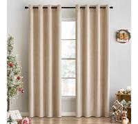EMEMA Cortinas Opacas Terciopelo para Ventana Cortina Cortina Aislantes Termicas Super Suave Grueso Anti-Ruido para Salón Habitación Dormitorio Comedor 2 Piezas 140 x 245 cm Café Claro