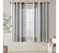 EMEMA Cortinas Rayas Transparente con Ojales Cortinas de Voile Salón Moderno Juego de 2 Cortinas Dormitorio Transparente con Patrón Cortina Semitransparente Rayas 140 x 145cm Blanco y Gris Oscuro