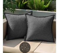 EMEMA Funda Cojines Exterior Impermeable 40x40cm Fundas de Almohadas de Lino de Sofá Almohadas Decorativas 2 Piezas Modernas para Salón Cama Silla Oficina Dormitorio Habitacion Lumbar Gris-Oscuro