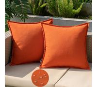 EMEMA Funda Cojines Exterior Impermeable 40x40cm Fundas de Almohadas de Lino de Sofá Almohadas Decorativas 2 Piezas Modernas para Salón Cama Silla Oficina Dormitorio Habitacion Lumbar Naranja