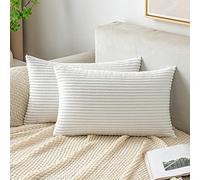 EMEMA Funda de Cojín, 40 x 60 cm, Fundas de Cojín de Pana, Cojín Decorativo, Cojín de Sofá, Funda de Cojín de Pana, Decorativo Suave, para Sofá, Sala de Estar, Dormitorio, Juego de 2, Blanco Puro