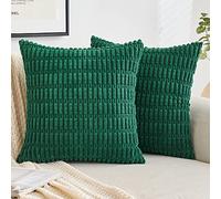 EMEMA Fundas de Cojín Cuadradas de Pana 40x60 cm Fundas de Cojín Decorativas Cojines Bohemias para el Sofá del Salón Dormitorio Juego de 2 Verde Oscuro