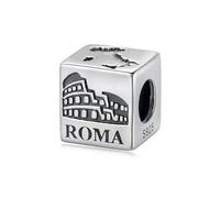 EMEMcharm Colgante Plata de Ley 925 Notre-Dame de París Torre de Pisa Torre Eiffel Charm para Pulsera Collar Joyería de Viaje y Arquitectura GM57 (Coliseo)