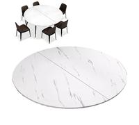 EMENKD Mesa Plegable Resistente 80 100 120cm, Extensor De Escritorio Redondo De Madera, Mesa Plegable Portátil, Resistente Y Duradera(White Stripes,80cm/30inch)
