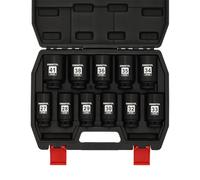 EMENTOL Juego de 11 llaves de impacto de tuerca de eje de 1/2 pulgada, CR-MO, 6 puntos, métricos, 1/2 pulgada Dr. Deep Impact Socket Set, 27 mm - 41 mm
