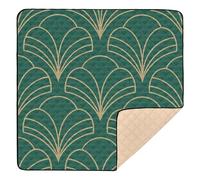 Emerald Art-Deco - Tapete grande antideslizante con diseño de abanicos para bebés, gimnasio y actividades para interiores y exteriores, no tóxico, acolchado, para bebés, niños pequeños, 50 x 50