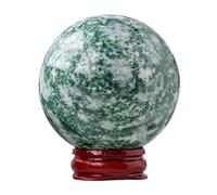 Emerald Green Crystal Ball Crystal Decor Sphere Quartz Crystal Orb with Stand for Feng Shui Decoration and Divination,