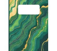 Emerald Green Gold Marble Lined Notebook: 110 Page Wide Ruled Journal, 8.5 x 11 Large Size: Luxury Malachite Agate Aesthetic Composition Book for Office, Men & Women