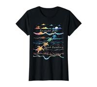 Emerald Isle, Carolina del Norte, Tortuga Marina, Amante de la Playa Camiseta gráfica económica, Mujer, Negro, S