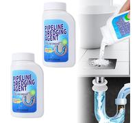 Emergency Drain Rescue Kit - Soap scum dissolver, Concentrated Pipe Dredger for Hair/Grease | Works in 15-30 Mins | Safe for PVC/Copper Pipes, Kitchen & Bathroom Solution (2PCS)