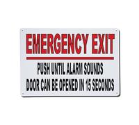 Emergency Exit Push Alarm Safety Warning Placa de aluminio Retro, Decoración de pared vintage para casa, bar, garaje y granja, 20 x 30 cm