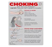 Emergency First Aid Poster Heimlich Maneuver Guide Canvas Wall Art for Restaurant School(Framed,16x24inch(40x60cm))