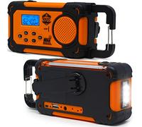 Emergency NOAA Weather Radio with AM/FM and Shortwave Radio Bands: Hand Crank, Solar or Battery Powered, Portable Power Bank, Solar Charger & Flashlight - Rechargeable, Headphone Jack and More!