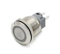 Emergency Stop Switch 19mm Waterproof Metal Push Button Switch LED Light Anodize Oxide Black Momentary Latching Car Engine PC Power Switch 3-6V(Blue LED,Momentary) Controls Switches