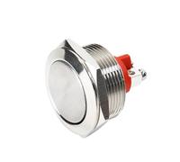 Emergency Stop Switch 22mm Push Button 1NC Momentary Self-Reset Stainless Steel Metal Waterproof Switches for Circuit Control Silver Shell(Flat Round)
