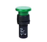 Emergency Stop Switch EB2 Red Green Mushroom Push Button Self Locking Momentary On Off Big Start Enter Without Fixation 5A 1NO1NC(Green Head,Latching Self-Locked)