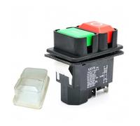 Emergency Stop Switch Waterproof Magnetic Push Button Switch for Bench Saw Drill Lathes, KJD17B 220V 16A 4 Pins 2HP Controls Switches