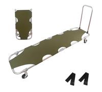 Emergency Stretcher Camilla De Rescate Compacta Y Plegable De Aleación De Aluminio Con 4 Ruedas, Barra Y Arnés, Ideal Para Primeros Auxilios Y Traslado De Pacientes De Bomberos