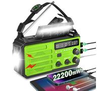 Emergency Weather Radio,8000mAh AMFM NOAA Weather Alert Radio,Solar Hand Crank Powered Radio with Super Bright Flashlight,Phone Charger,SOS Alarm,Compass for Survival, Hurricane,Outdoor, Emergency