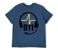Emergency Worker - Camiseta fina de línea amarilla, diseño 911 Dispatcher para hombre, camiseta gráfica de apoyo, Navy-style, L