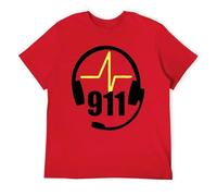 Emergency Worker - Camiseta fina de línea amarilla, diseño 911 Dispatcher para hombre, camiseta gráfica de apoyo, Redstyle, M