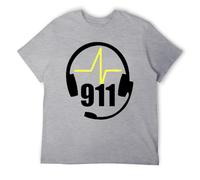 Emergency Worker - Camiseta fina de línea amarilla, diseño 911 Dispatcher para hombre, camiseta gráfica de apoyo, Estilo gris, 6XL