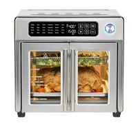 Emeril Lagasse Combo de horno tostador y freidora de aire extragrande con puerta francesa, 24 funciones de cocción y controles digitales, 7 accesorios incluidos, acabado de acero inoxidable, capacidad