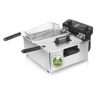 EMERIO 2 freidoras de aceite de 3,0 L con tecnología de zonas frías, doble cámara, termostato, no más sabor amargo, 3300 W, depósito de acero inoxidable, sin PFAS, fácil limpieza, termostato, DF