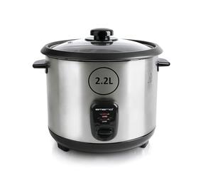 EMERIO Arrocera automática Eco | grande | 2,2 L de volumen | función de mantenimiento del calor | revestimiento antiadherente | tapa de cristal | incluye cuchara de arroz + vaso medidor | olla de