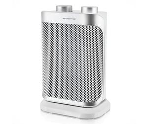 EMERIO Calentador de ventilador | para habitaciones de hasta 15 m² | 1500 W | IP21 | elemento calefactor PTC (cerámica) | 2 niveles de calor | termostato ajustable | oscilante | función de ventilador