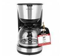 EMERIO CME-122933, cafetera de filtro, 1,25 l para hasta 10 tazas de café recién hecho, filtro permanente extraíble, función antigoteo, cafetera de cristal, apagado automático, 1000 vatios