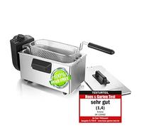 Emerio Freidora de aceite de 3,0 L con tecnología de zonas frías, muy bien 1,4" probada por Haus & Garden 06/2019, no más sabor amargo, freidora de zona fría con 2000 W, depósito de acero inoxidable