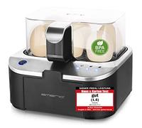EMERIO EB-123177.1 Cocedor de huevos antiadherente con vaso medidor, sin BPA, negro, plateado