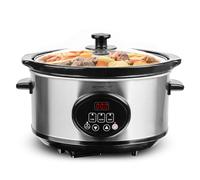 EMERIO Olla de cocción lenta SC-129406 - Depósito interior de cerámica de 3,5 l (extraíble) - 3 niveles de temperatura - Pantalla - Temporizador - Tapa de cristal - 240 W - Función de mantenimiento