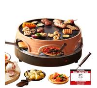 Emerio PO-113255.4 Horno para Pizzas Eléctrico + Raclette + Grill con Cubierta Piedra Terracota, 6 comensales, PIZZARETTE el original 1500W