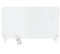 EMERIO - Radiador eléctrico con convector de cristal, 76,5 x 47 cm, mando a distancia, calefacción eléctrica en pie o pared, pantalla LED, termostato de 10 a 35 °C, temporizador 24 h, 2000 W, IP24, GR