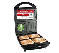Emerio Sandwich Tostadora XXL Test, adecuada para todos los tamaños de tostadas, 4 moldes grandes de concha para toda la familia, queso no gotea, sin BPA, 1300 W, 4 unidades