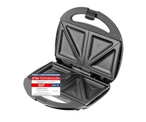 Emerio Sandwichera doble, sin BPA, forma clásica para sándwiches triangulares, fácil de limpiar, antiadherente, se calienta rápidamente, 750 vatios