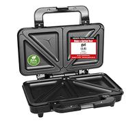 Emerio Sandwichera doble sin BPA, para sándwich triangular, fácil de limpiar, antiadherente, se calienta rápidamente, 900 W, color negro