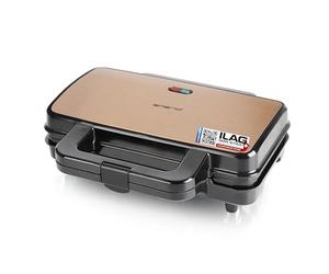 Emerio Sándwichero XXL, edición de cobre, para 2 sándwiches en forma de concha, el queso no se agota y es súper fácil de limpiar, sin PFAS por revestimiento antiadherente ILAG, 900 W, ST-130328.2