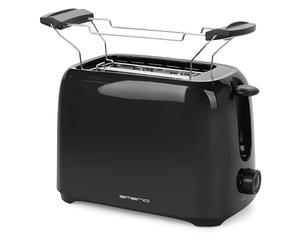 Emerio TO-128676.3 - Tostadora para 2 rebanadas con cajón recogemigas extraíble, botón de interrupción, 6 niveles de tostado ajustables, bandeja para sándwich, recogecable, 700 W