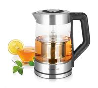 Emerio WK-122730, 1,7 l, 2200 W, Schwarz, Silber, Transparent, Glas, Edelstahl, Regelbare Temperatur, Wasserstandsanzeige