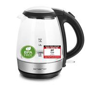 EMERIO WK-125145 Hervidor eléctrico inalámbrico Vidrio, Negro, Plata