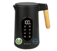 EMERIO WK-132230 Hervidor eléctrico de acero inoxidable de 1,7 litros, doble pared aislada, selección de temperatura 40-100 °C en incrementos de 5 °C, pantalla con té preprogramado, 2200 W