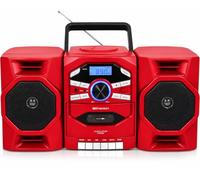 Emerson Reproductor de CD portátil Boombox con reproductor de casete, grabadora de cinta, radio AM/FM, entrada AUX, altavoces desmontables, CA/CC y funciona con pilas, sistema estéreo para el hogar