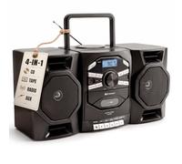 Emerson - Reproductor de CD portátil con Reproductor de Cassette, grabadora de Cinta, Radio Am/FM, Entrada AUX, Altavoces Desmontables, AC/DC y Funciona con Pilas, Sistema estéreo para el hogar,